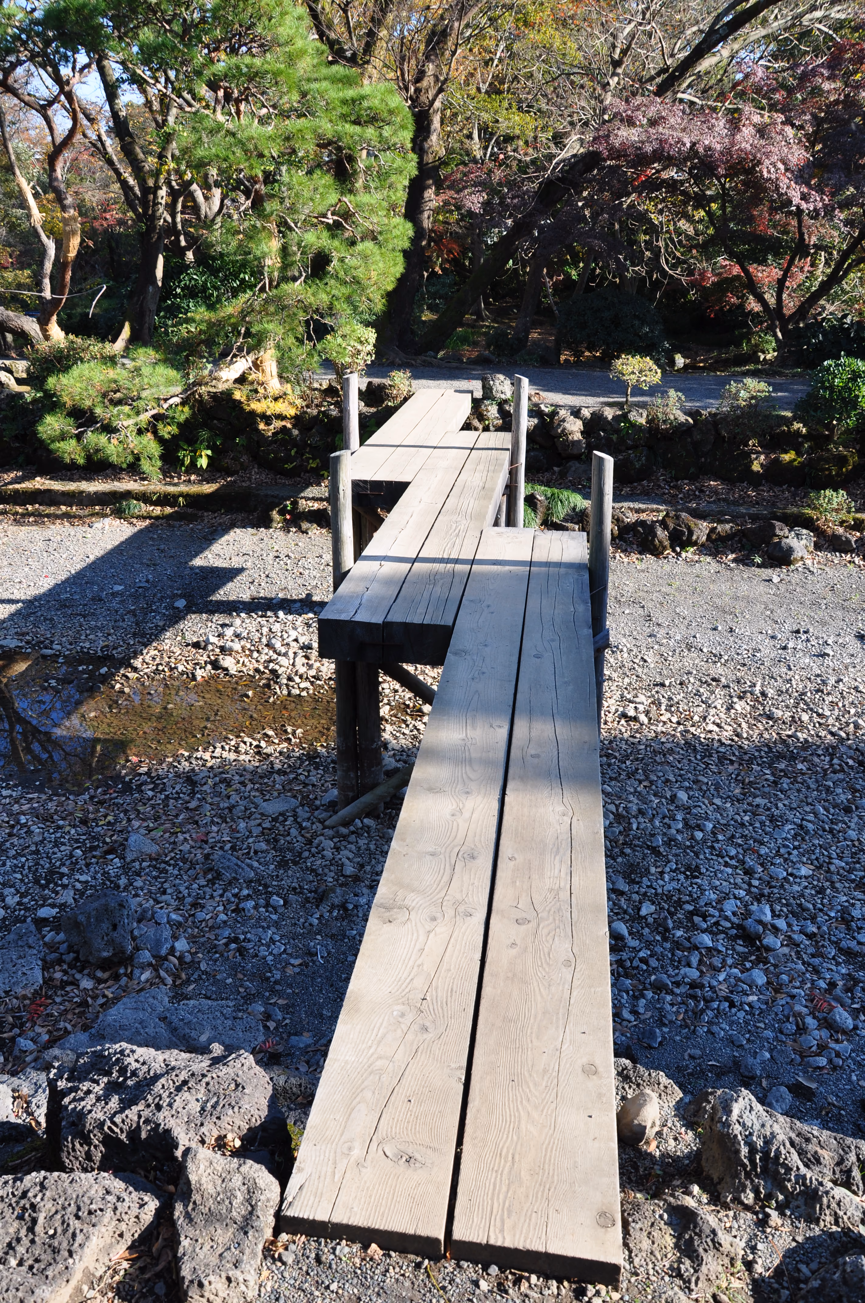 View near the pond and villa at Rakuju-en Park, Mishima