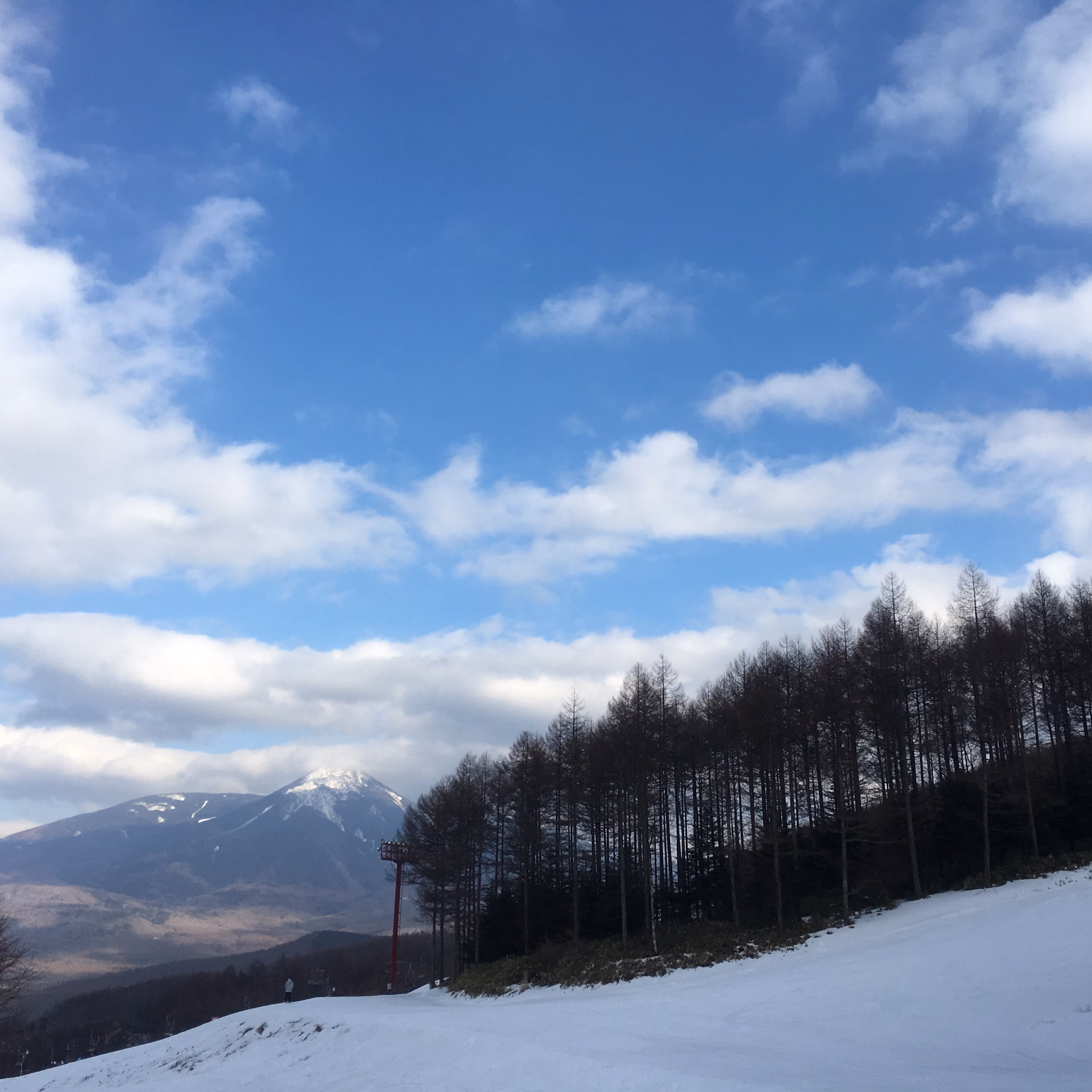 A square-cropped photo from the last runs of the ski day in Nagano
